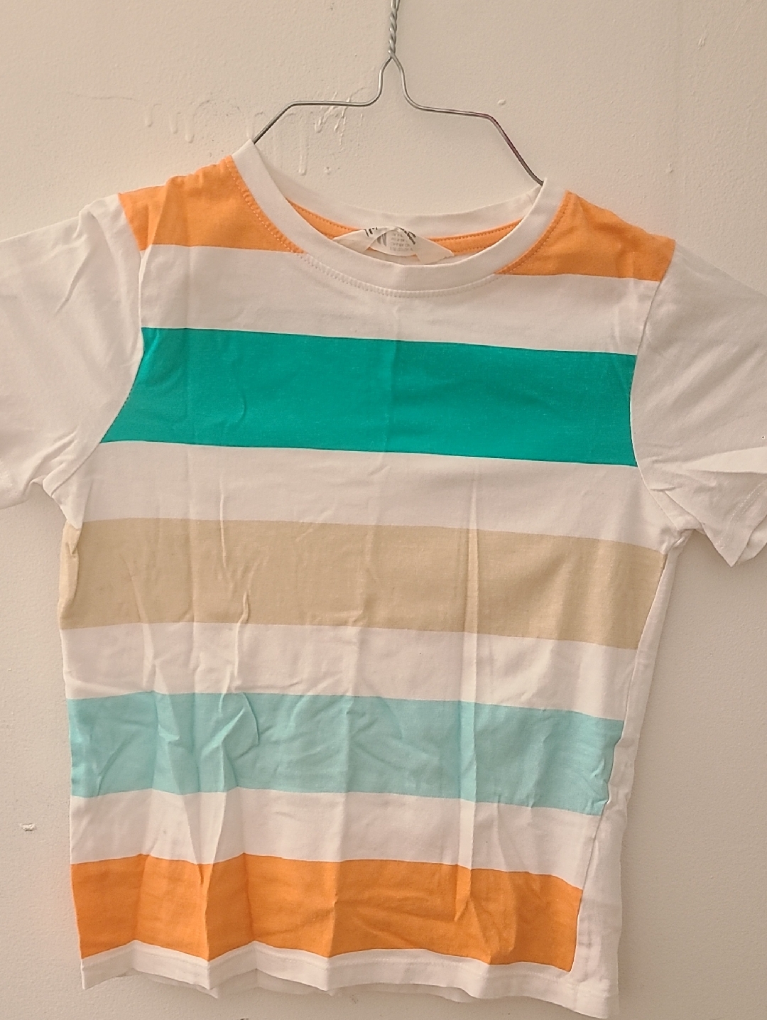 Kids Striped Short-Sleeve Tee - White, Teal & Orange